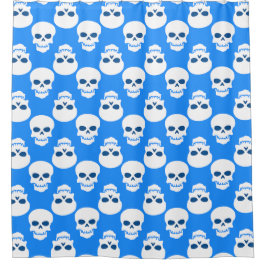 Cortina Para Box esqueleto do crânio azul-de-halloween gótico paste