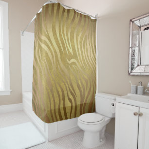 Cortina Para Box Estampa de Zebra em Bronze Dourado Safari Glam da 