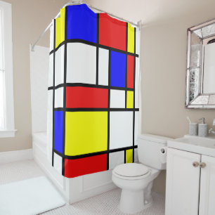 Cortina Para Box Estilo de Arte Mondrian Moderno Brilhante Colorido