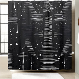 Cortina Para Box Estilo de queda de Abstrato preto e branco 1