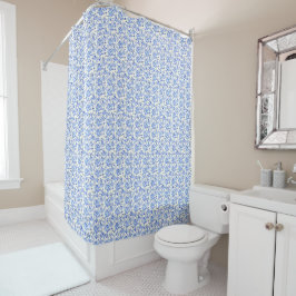 Cortina Para Box Estilo de Toile Francês Azul e Branco