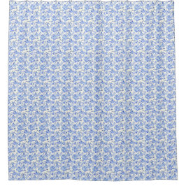 Cortina Para Box Estilo de Toile Francês Azul e Branco