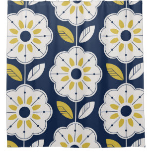 Cortina Para Box Estilo Escandinavo Floral Padrão Invisível