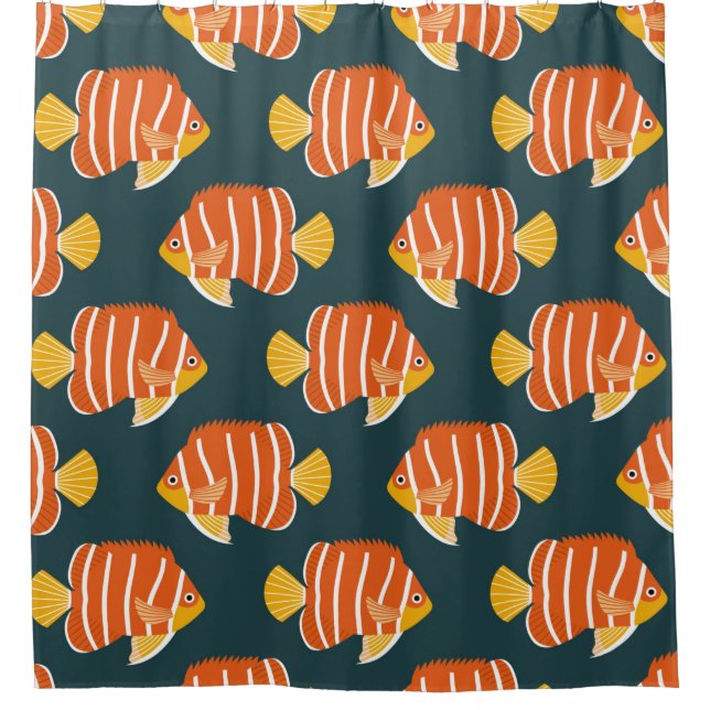 Cortina Para Box Estilo perfeito de colheita com peixe. Design cria (Frente)