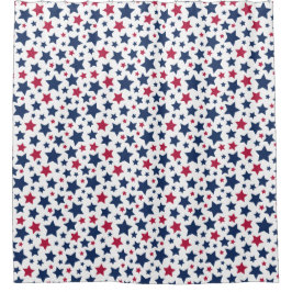 Cortina Para Box Estrelas Vermelhas e Azuis - Padrão de bandeira Am