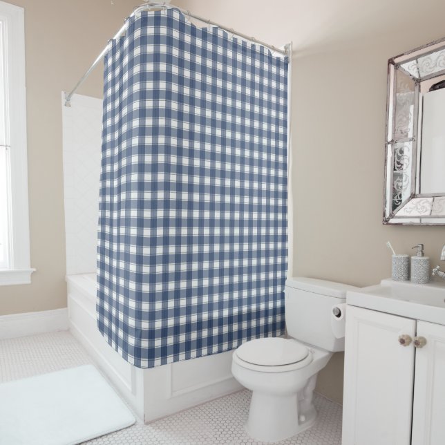 Cortina Para Box Eterno Gingham Marinho (In Situ)
