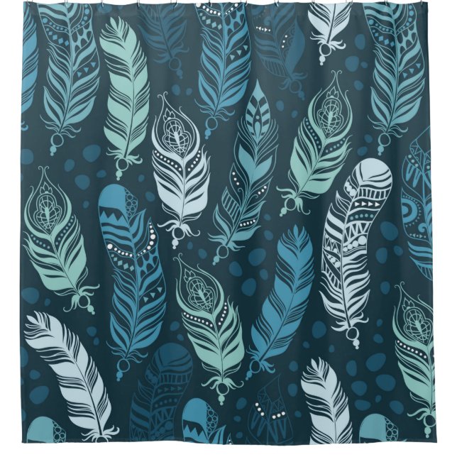 Cortina Para Box Ethnic feathers seamless pattern (Frente)