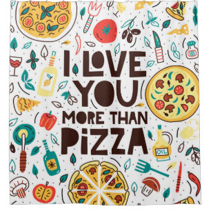 Cortina Para Box Eu te amo mais que pizza. Inscrição em comida it