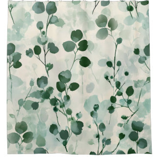 Cortina Para Box Eucalyptus Mint Watercolor Floral