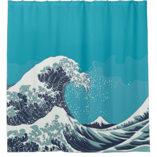 Cortina Para Box Excelente Wave e Monte Fuji vintage madeira japone