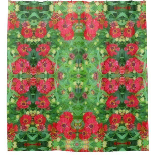Cortina Para Box Fading Red Zinnia Flowers Abstrato Patterno (Frente)