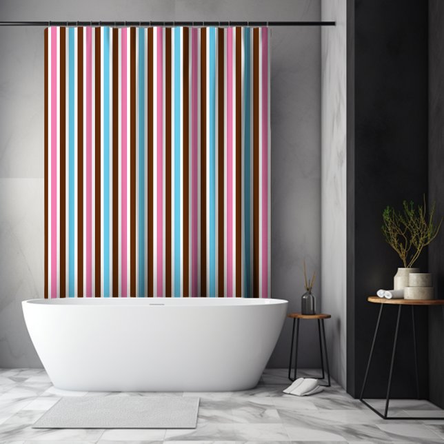 Cortina Para Box Faixa Vertical Colorida (Colorful Vertical Stripe Shower Curtain)