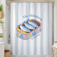 Família Retro Sardinha Nome Personalizado Costeiro