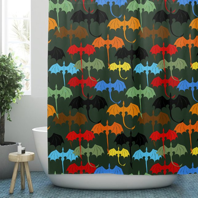 Cortina Para Box Fantasia de Voo Verde Dragões (Criador carregado)