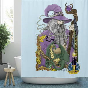 Cortina Para Box Fantasia Dragão Mago Roxo