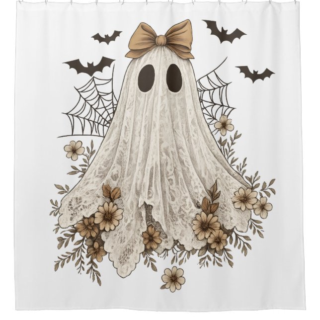 Cortina Para Box Fantasma de Renda Elegante com Laço | Fantasma Flo (Frente)