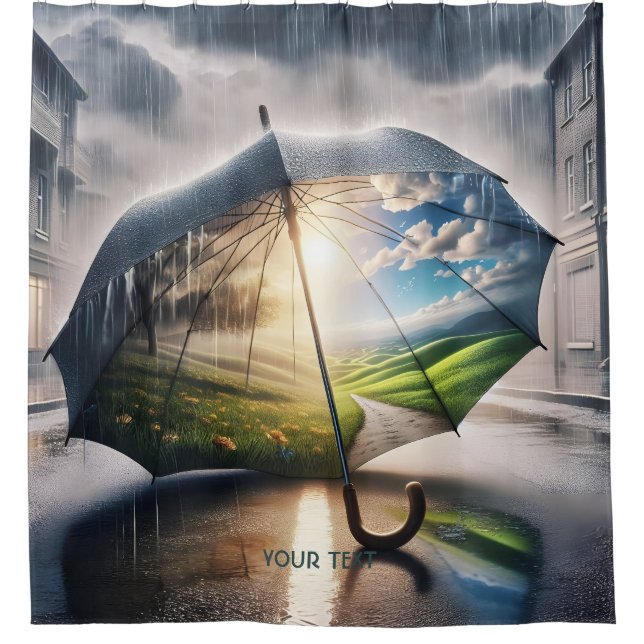 Cortina Para Box Fantasy Cuja Chuva Chuva Cheia Sol (Frente)