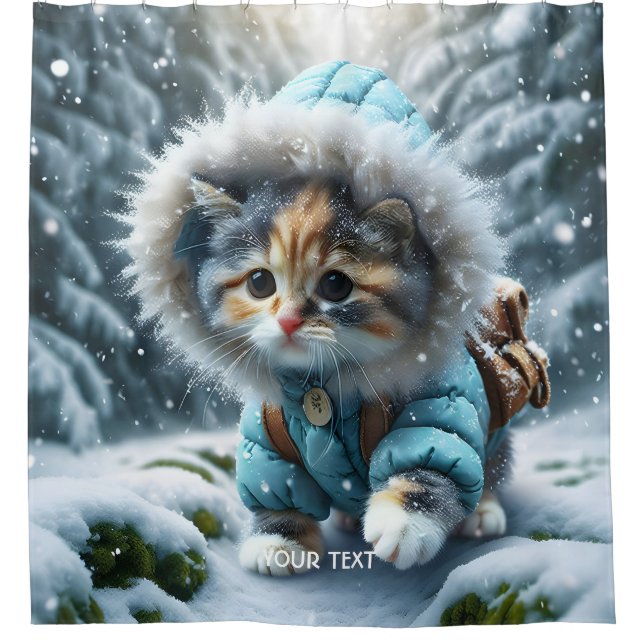 Cortina Para Box Fantasy Cuja Neve De Kitten Winter (Frente)