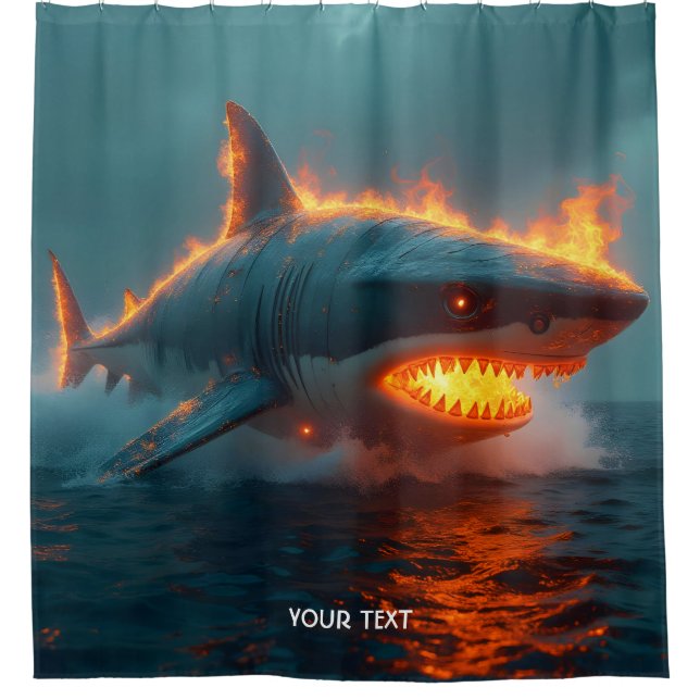 Cortina Para Box Fantasy Cute Fire Shark Sea (Frente)