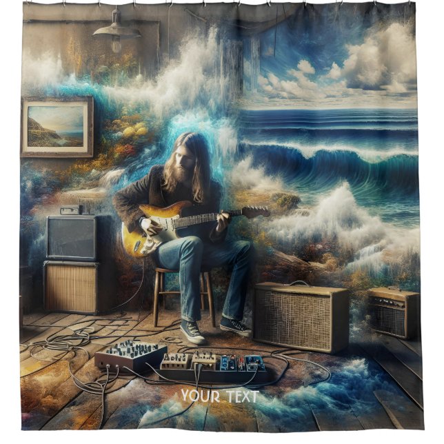 Cortina Para Box Fantasy Cute Music Guitar Ocean (Frente)