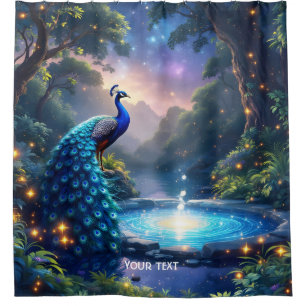 Cortina Para Box Fantasy Cute Night Puddle Peacock