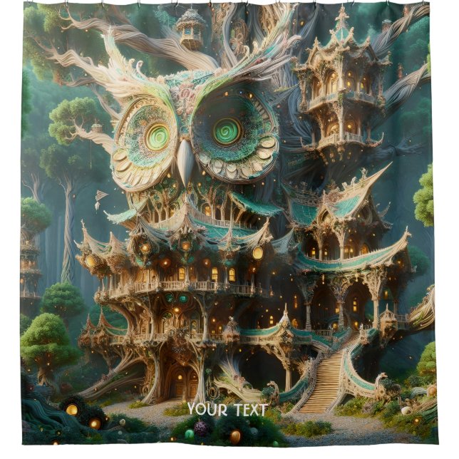 Cortina Para Box Fantasy Cute Owl Tree House (Frente)