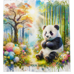 Cortina Para Box Fantasy Cute Panda Bamboo Forest