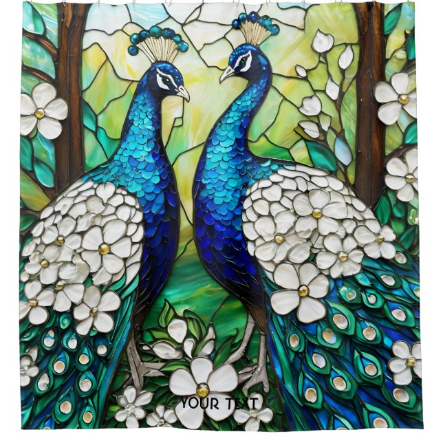Cortina Para Box Fantasy Cute Peacock StainGlass (Frente)