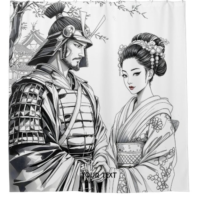 Cortina Para Box Fantasy Cute Samurai Geisha Pencil (Frente)