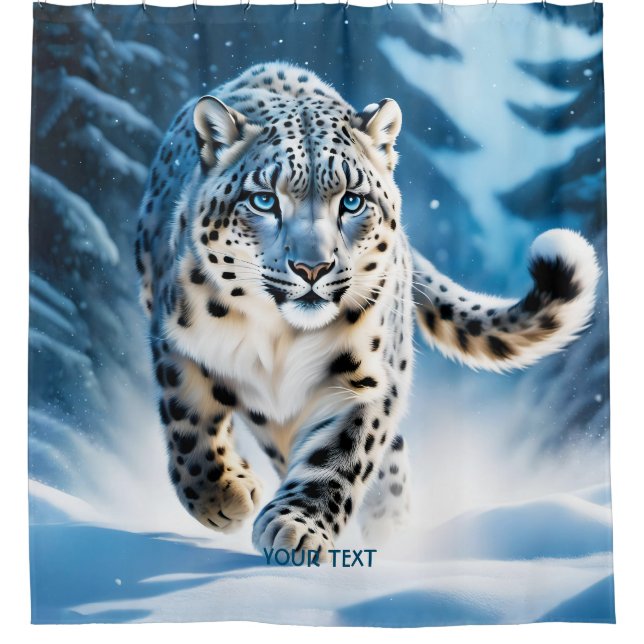 Cortina Para Box Fantasy Cute Snow Leopard Correndo (Frente)