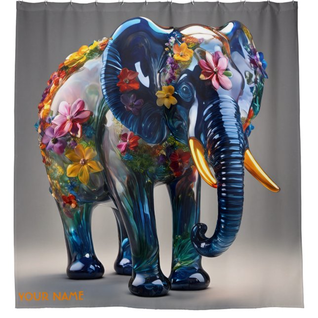 Cortina Para Box Fantasy Cute Vivid Glass Blowant Elephant (Frente)