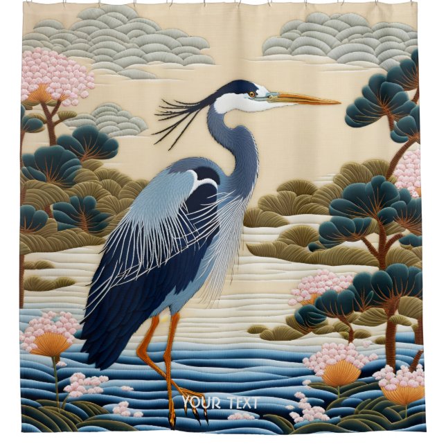 Cortina Para Box Fantasy Cute Vivid Japonês Heron Blue (Frente)