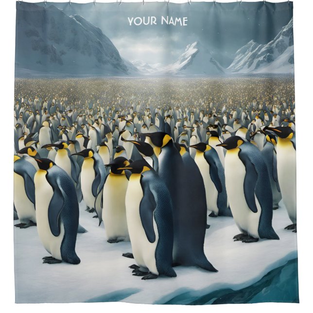 Cortina Para Box Fantasy Cute Vivid Muitos Pinguins Imperadores (Frente)