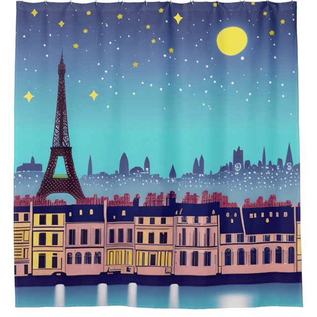 Cortina Para Box Fantasy Skyline de Paris sob as Estrelas (Frente)