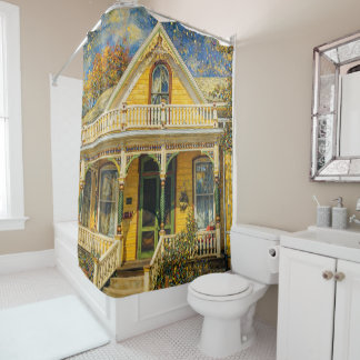 Cortina Para Box Fantasy Victorian Yellow House Shower Curtain