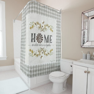 Cortina Para Box Farmhouse Buffalo Check Home Cotton Watercolor Art