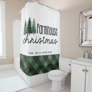 Cortina Para Box Farmhouse Christmas Country Xadrez Family