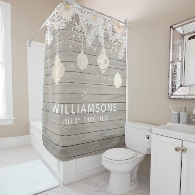 Cortina Para Box Farmhouse Christmas Wood Pine Family (In Situ)