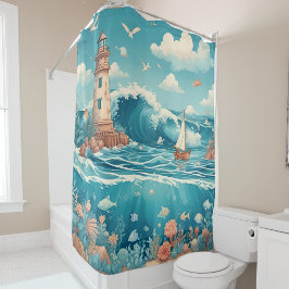 Cortina Para Box Farol e Cortina de Chá do Dreamscape Oceano