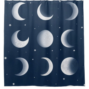Cortina Para Box Fases da Lua Design do Padrão Celestial da Grade