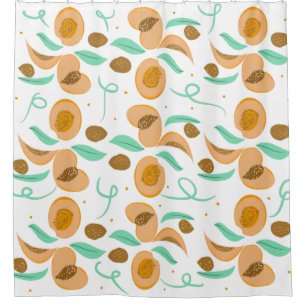 Cortina Para Box Fatias de Fruta Pêssego Abstrato Padrão Desenhado 
