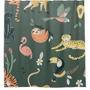 Cortina Para Box Fauna Selva Vintage Flora