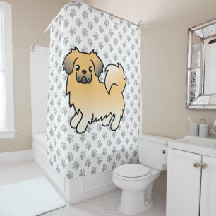 Cortina Para Box Fawn Sable Tibetan Spaniel Cute Cartoon Dog