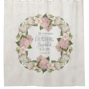 Cortina Para Box Fé ilustrada do Hydrangea escritura cor-de-rosa