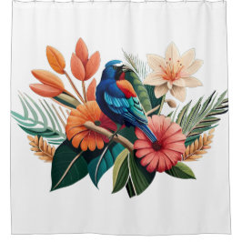 Cortina Para Box Felicidade tropical: Fusão vibrante de Flora e Fau