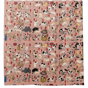 Cortina Para Box felinos japoneses gatinho Ukiyo-e engraçado