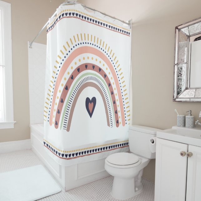 Cortina Para Box Feliz Boho Arco-Íris Moderno Mínimo Trendy Chic (In Situ)