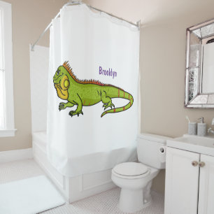 Cortina Para Box Feliz desenho da iguana verde