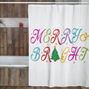 Cortina Para Box Feliz e Árvore de Natal Colorida Festiva