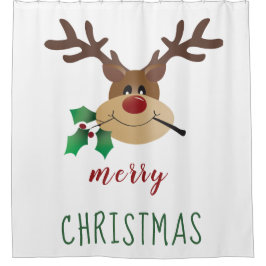Cortina Para Box Feliz Natal Engraçado Reindeer MistletoRed Green